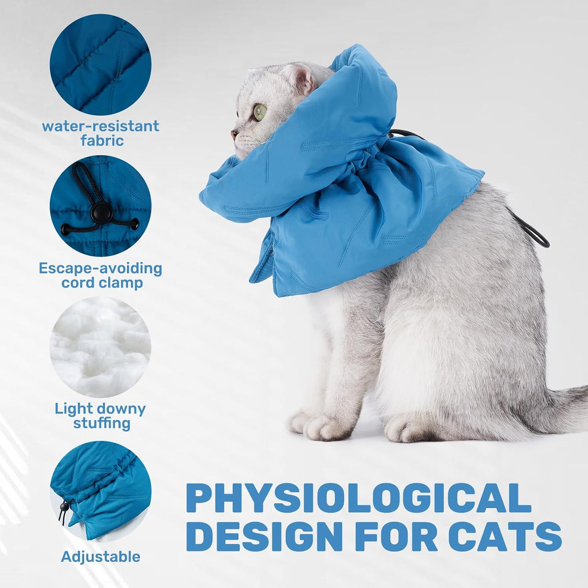 Cat Recovery Collar, Soft Adjustable Cat Cone Alternative, Lightweight Waterproof Fasteners Collars for Cats Kittens Puppies, After Surgery Stop Licking, Post-Surgery or Skin Protection