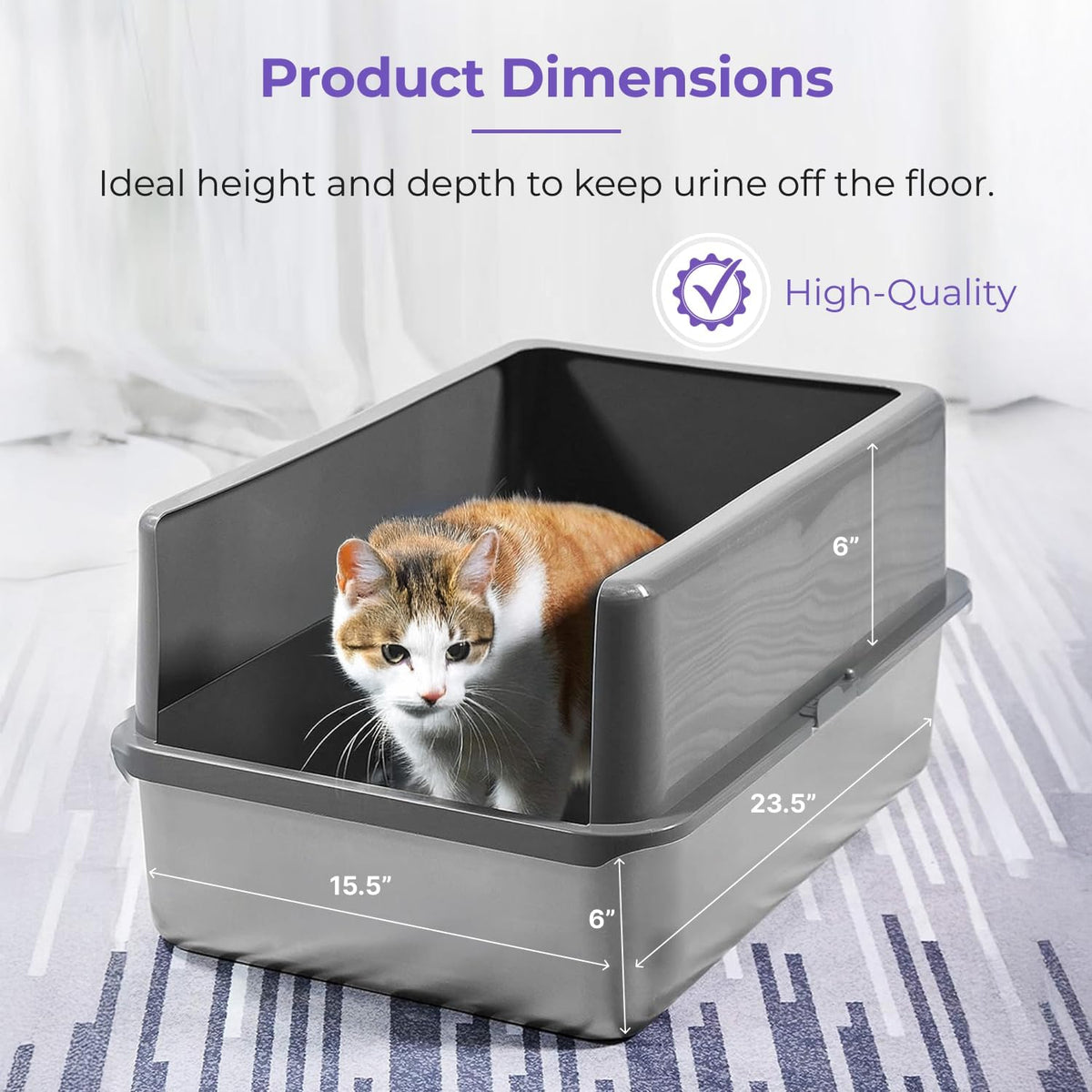 iPrimio Stainless Steel Cat Litter Box, XL 23.5" x 15.5" with Enclosure | High sided steel box with a detachable enclosure that cuts litter scatter and spray. Rust proof and odor resistant for life.