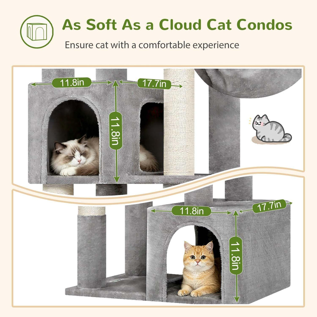 Globlazer C64 Heavy Duty Corner Cat Tree, 64in Large Cat Tower, Light Grey