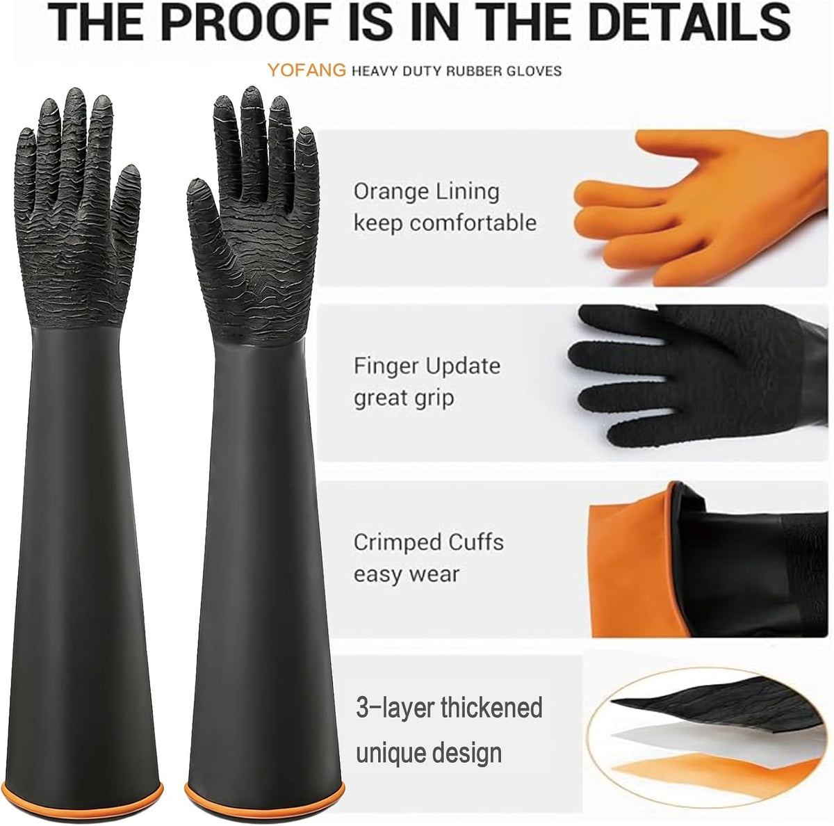 YOFANG 22" Long Sleeve Pet Grooming Bathing Gloves Waterproof