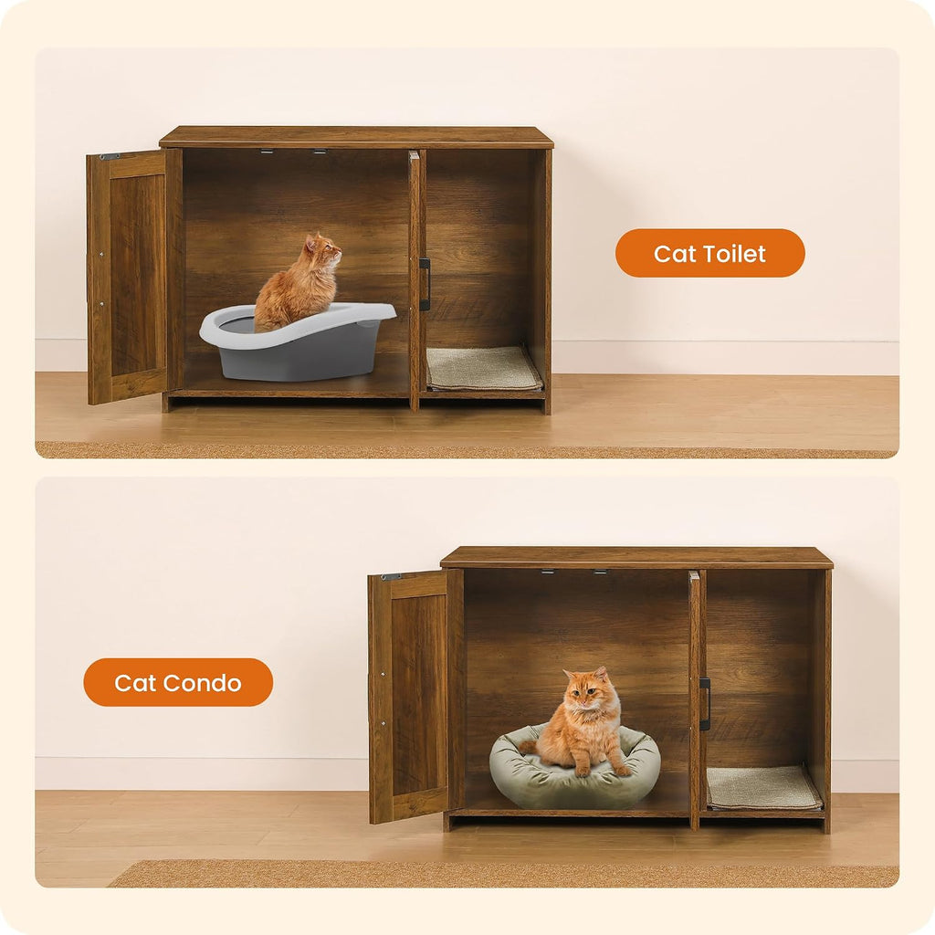 DWANTON Cat Litter Box Enclosure, with Scratching Mat, 27.6" x 18.2"x 19.6"