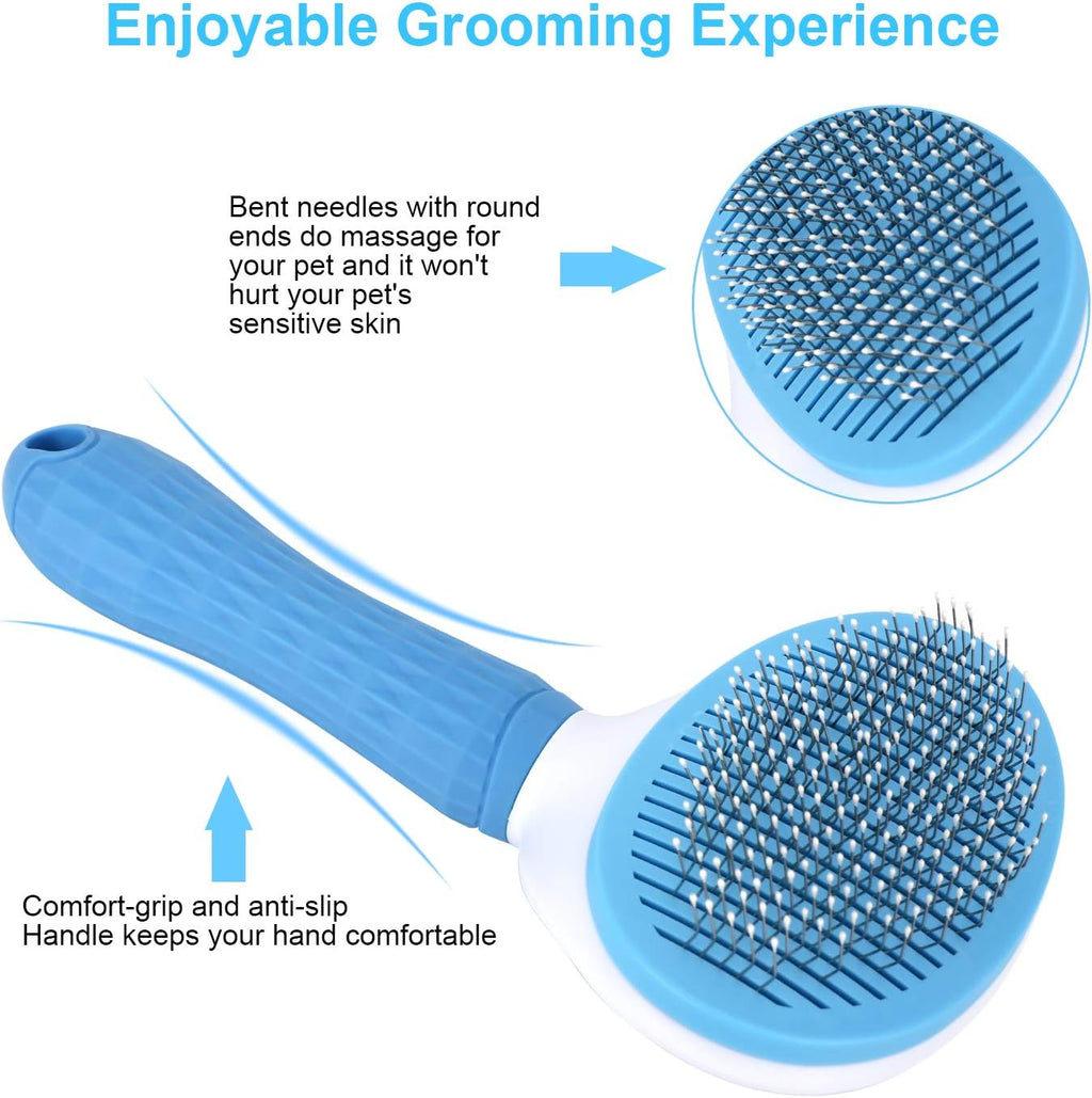 Depets Self Cleaning Slicker Brush, Dog Cat Bunny Pet Grooming Shedding Brush - Easy to Remove Loose Undercoat, Pet Massaging Tool Suitable for Pets with Long or Short Hair 