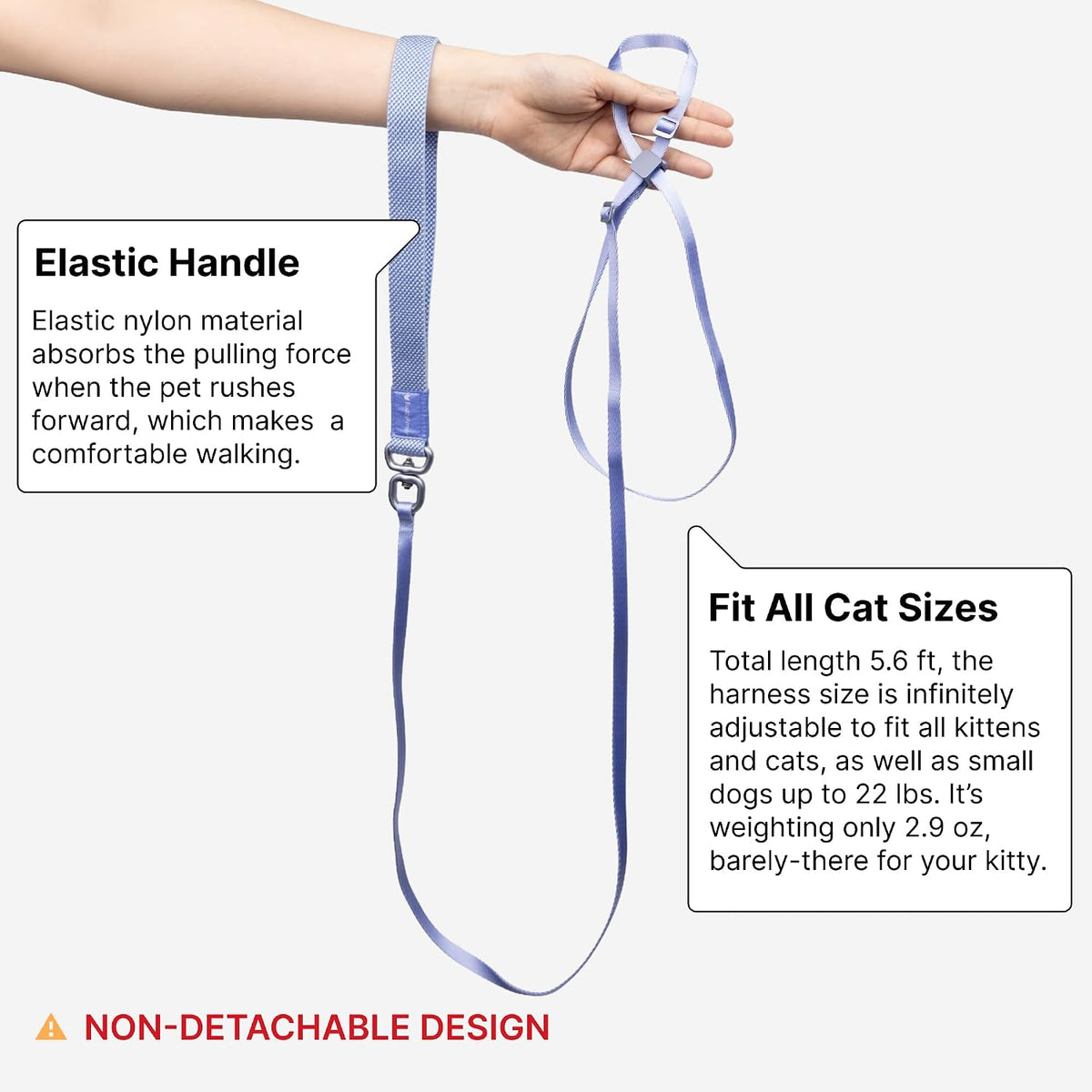 Cat Harness and Leash 2-in-1, Escape Proof Anti-Choking Harness Adjustable Lightweight Leash One-Piece Non-Detachable for Kitten Cats Outoor Walking Training, US IDA Bronze Award (Gray)