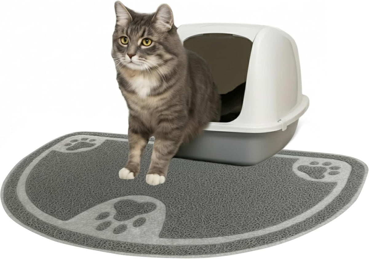 Evelots Small Cat Litter Trap Mat, Waterproof, Non-Slip, Washable, Gray | Soft absorbent mat traps litter and mess, protects floors from urine and moisture, stays in place and is machine washable.