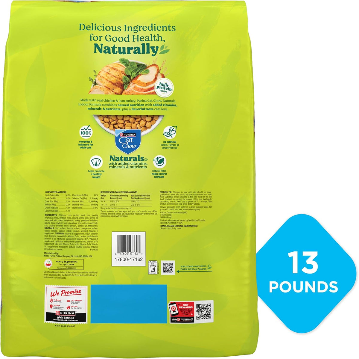 Purina Cat Chow Naturals Hairball, Indoor Dry Cat Food, 13 lb Bag