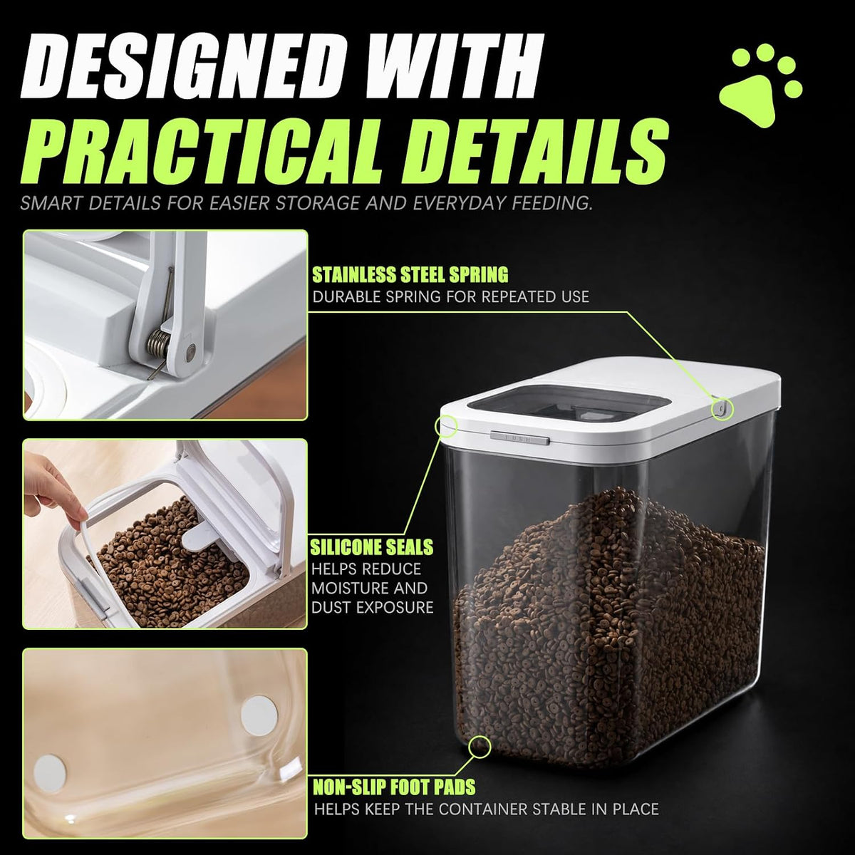 LivLab Mker Dog Food Storage Container 10 Lbs | Pet Food Storage Containers With Lids & Scooper BPA Free Airtight Storage Containers Store Dry Food For Kitchen Pantry