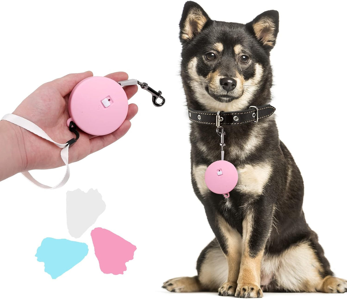 Retractable Dog Leash for Small and Medium Dogs up to 22lbs with 9.8ft Strong Nylon Tape, Hands Free, Portable and Lightweight Leash with Wrist Strap, One-Hand Brake, Tangle Free (Pink)