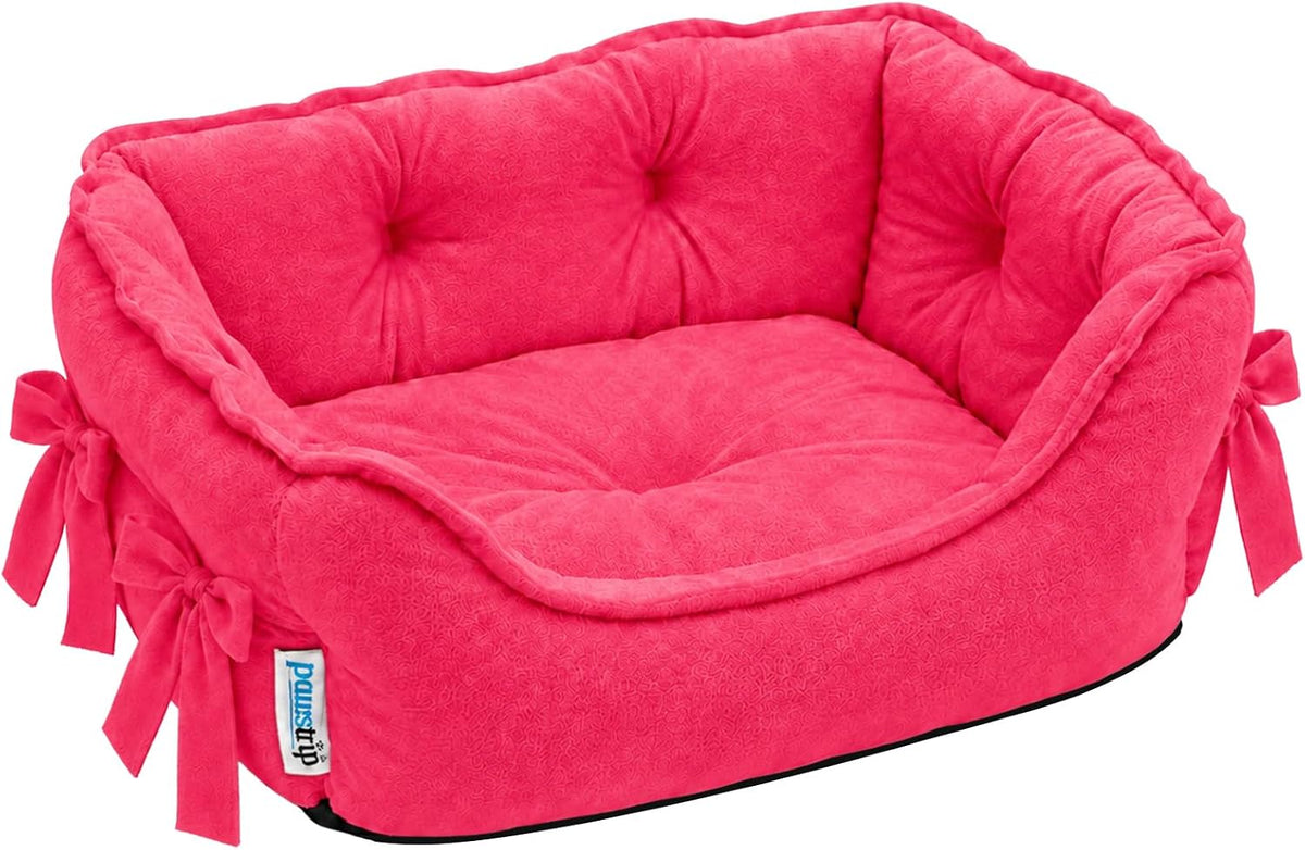 Pink Dog Bed for Small Breeds Breathable Princess Bowknot Puppy Cat Cushion