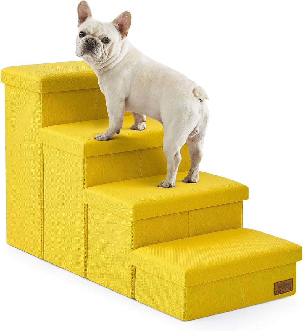 COZY KISS Dog Stairs with Storage, 22" H Wider Dog Steps, 4-Step