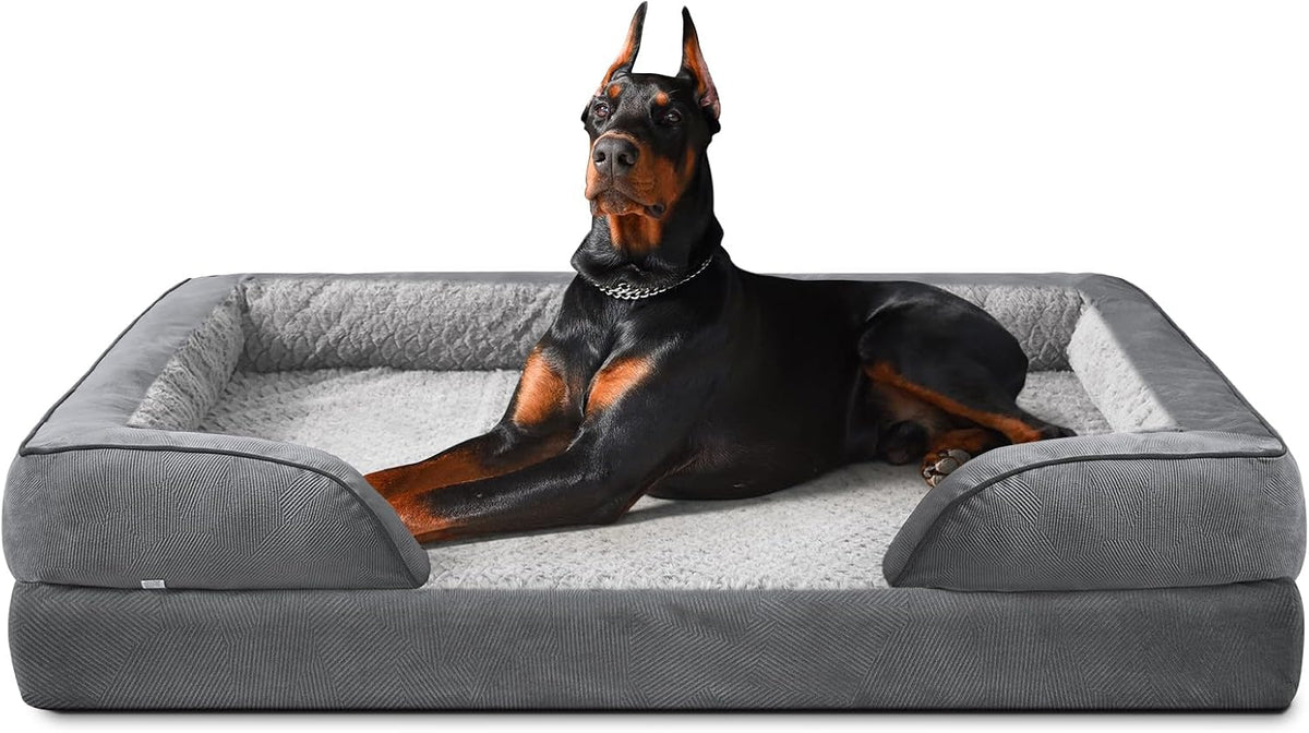 INVENHO XXL Plus Orthopedic Dog Beds Large Sized, XL Washable Dog Sofa with Egg-Crate Foam, Waterproof Lining and Non-Skid Bottom