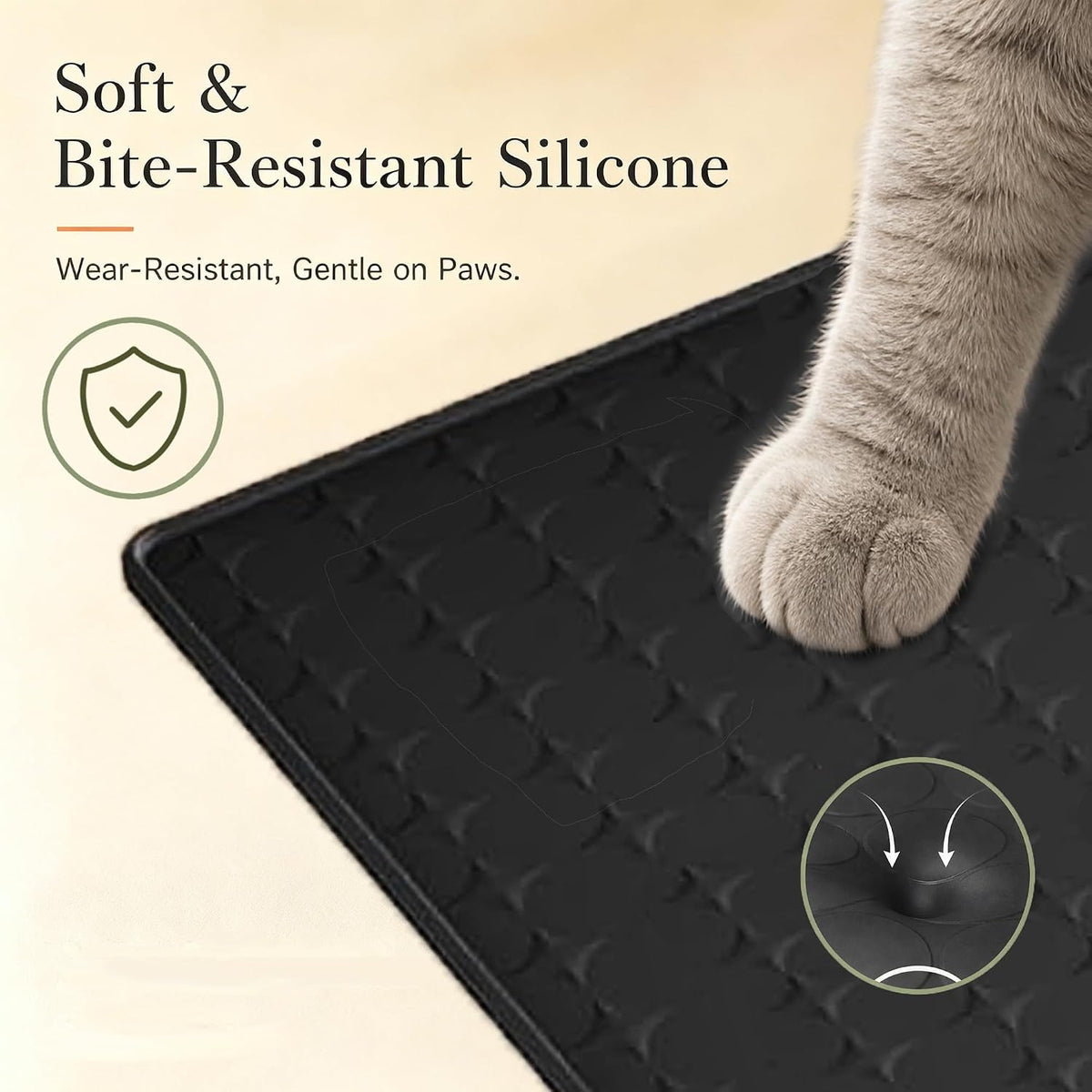 Silicone Cat Litter Mat,Large Waterproof,33.9 x 21.9 in,Black