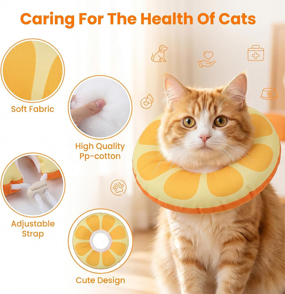 Soft Cone for Cats Donut Collar Tangerine Cat Cone Collar