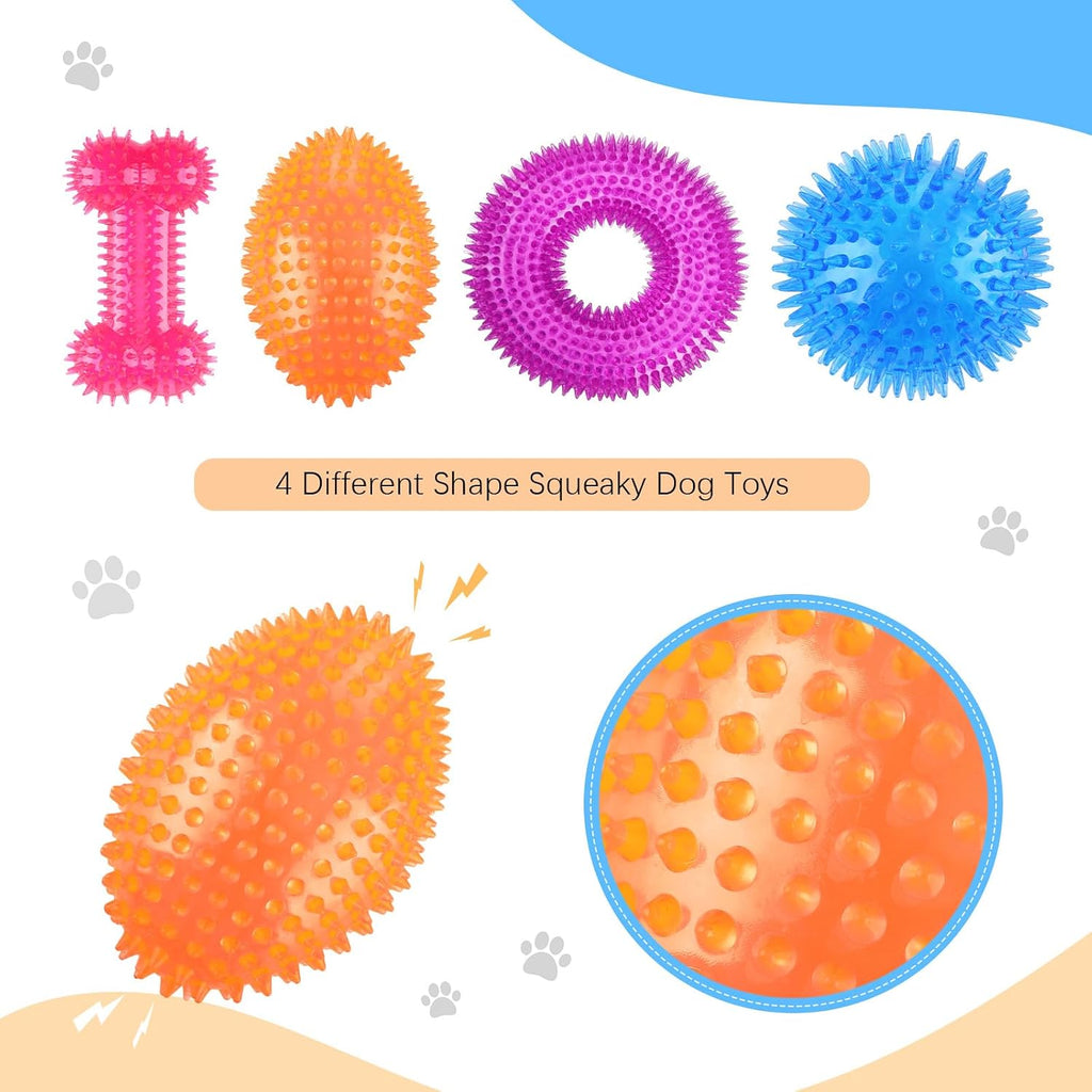 Silipull 4 Pcs Spiky Dog Toy Ball for Large Dogs, Fresh, Various Sizes