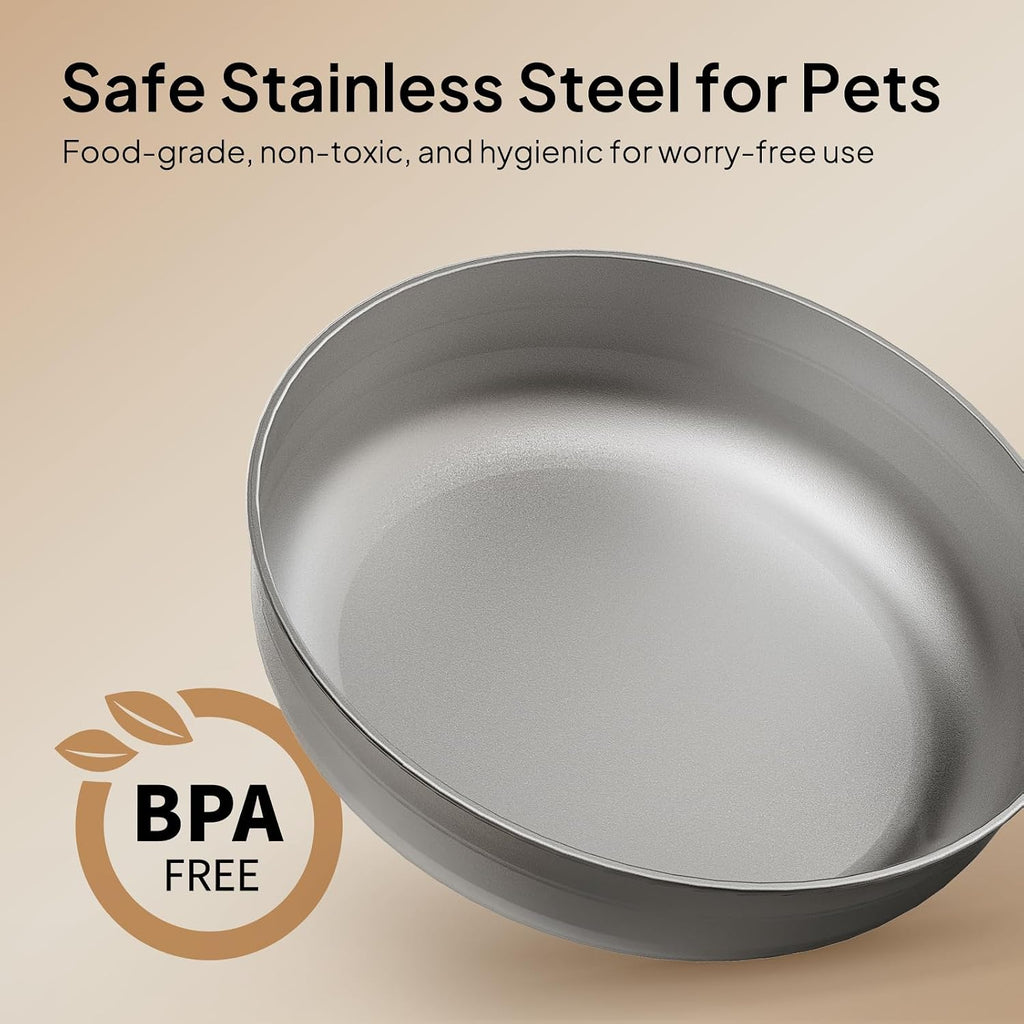VOLUAS Automatic Cat Feeder for Two Cats with Dual Stainless Bowls, 6L
