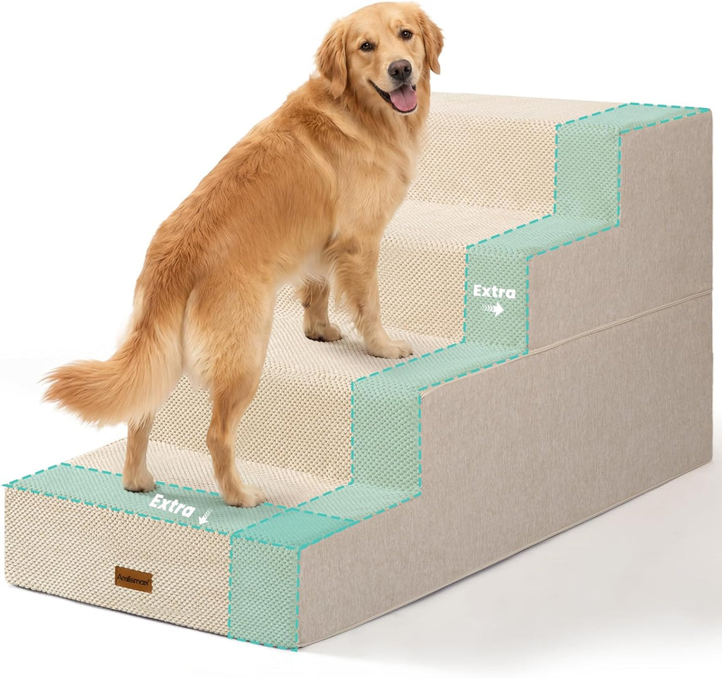Dog Steps for Large Dogs 24" H, 4-Step 20" Wide Pet Stairs for High Beds