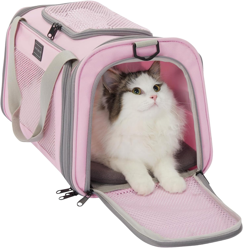 Petsfit Cat Carrier Airline Approved, 17.5×10.5×10.5 in, Pink