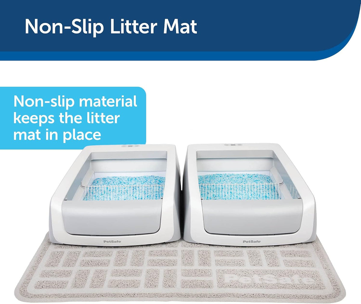 PetSafe Anti-Tracking Cat Litter Mat, Large 30 x 40 in | 30 x 40 in, Durable Mesh Trapping Mat for Crystal & Clay Clumping Cat Litter, Leakproof Double-Layer Backing, BPA-Free