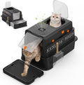Stainless Steel Litter Box with Lid: XL Extra Large Cat Litter Box for Big Cats, Enclosed Kitty Litter Boxes with Drawer, High Sided Metal Cat Box with Scoop, Front & Top Entry, Odor Free, Non-Stick