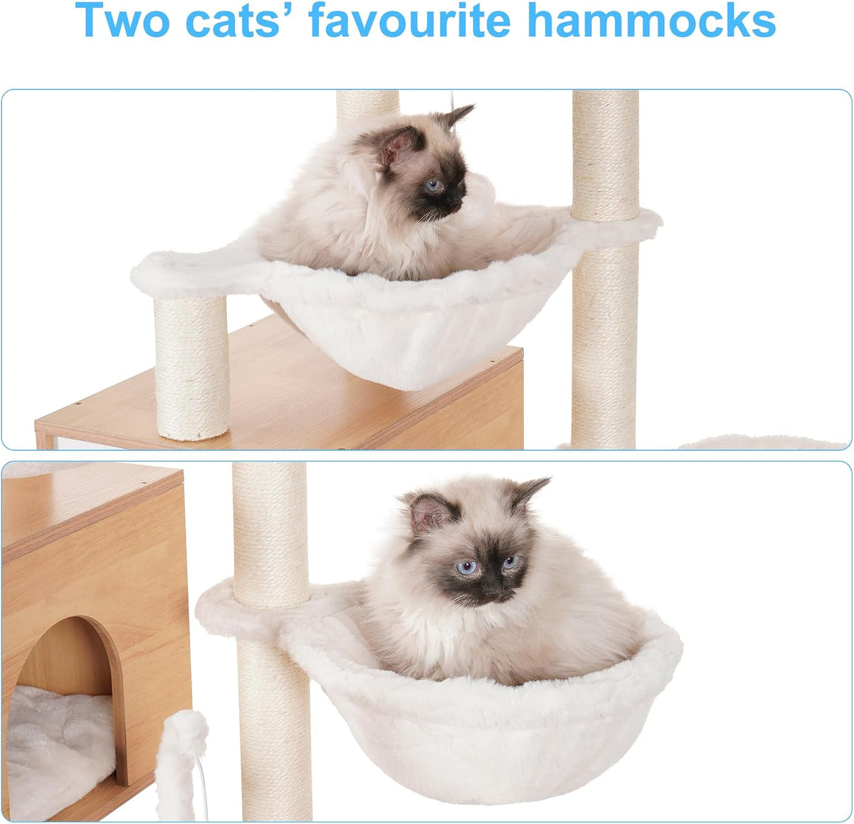 Hey-brother Cat Tree Tower, Wooden Litter Box Enclosure and Condo, MPJ115WB
