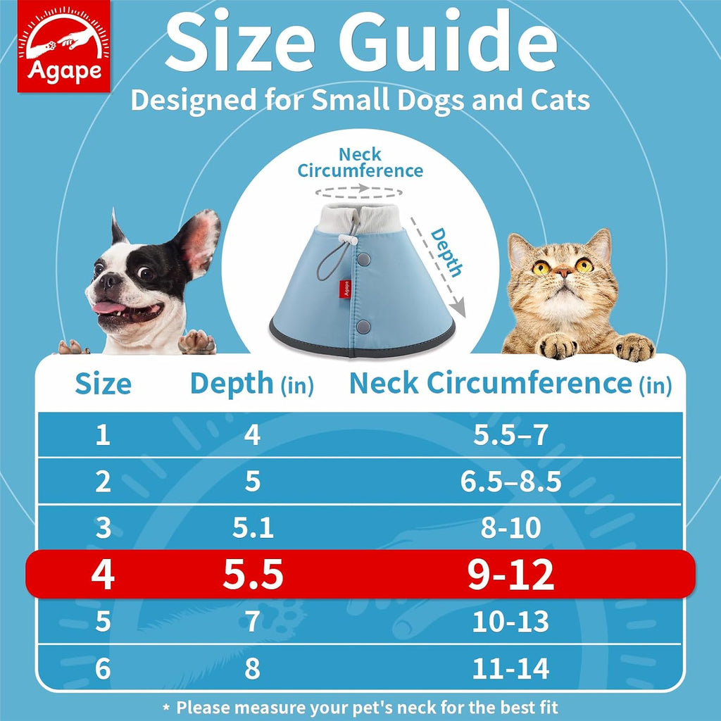 Agape Soft Dog Cone for Small Dogs & Cats, Recovery Collar to Stop Licking