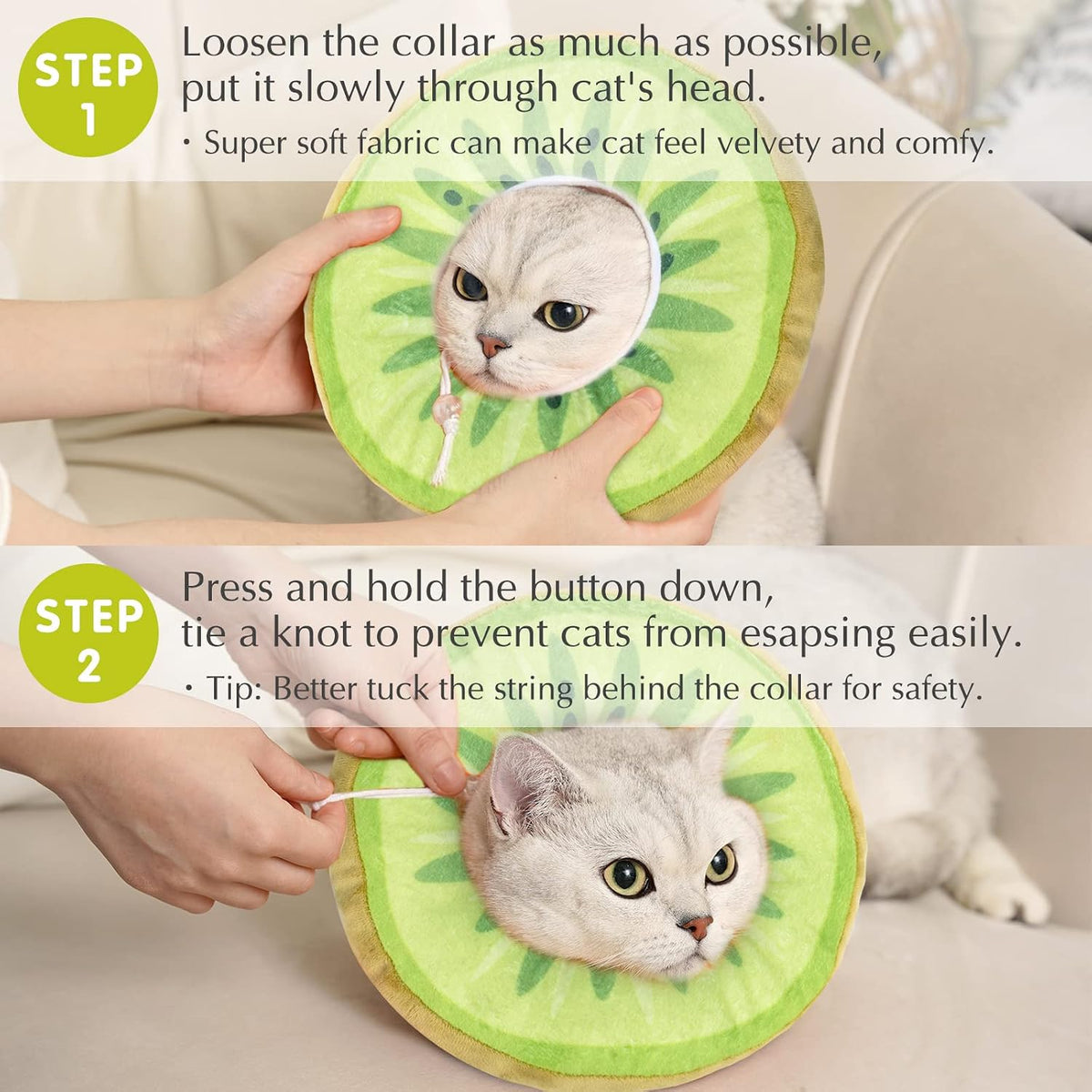 ANWA Adjustable Cat Cone Collar Soft, Cute Cat Donut Collar After Surgery