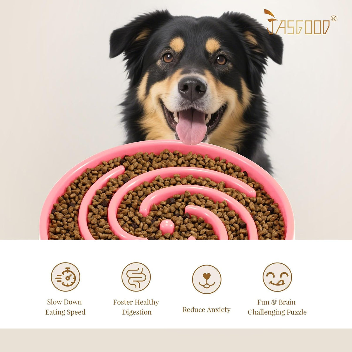JASGOOD Slow Feeder Dogs Bowl for Large Medium Dogs,Anti-Gulping Pet Slower Food Feeding Bowls Stop Bloat,Preventing Choking Healthy Design Dogs Bowl