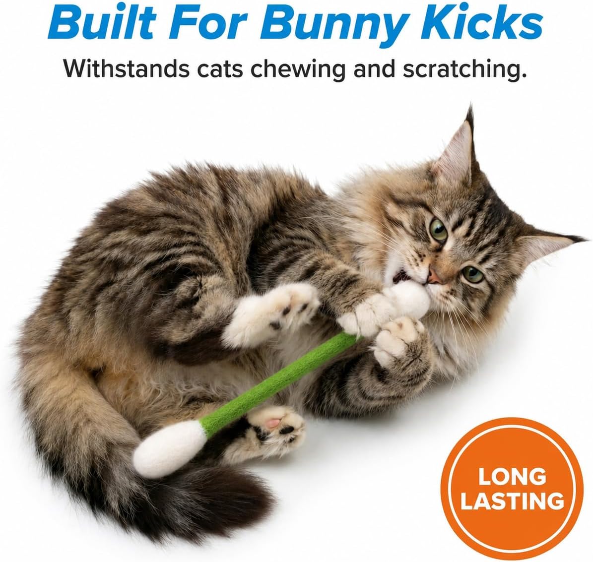 Glaciart One XXL Swabs Cat Toys with Catnip - 2 Pk | Durable for Chew, Cute Cat Toys Interactive Kitty for Boredom, Exercise, & Play | Filled w/Organic Catnip for Anxiety & as Digestive Aid