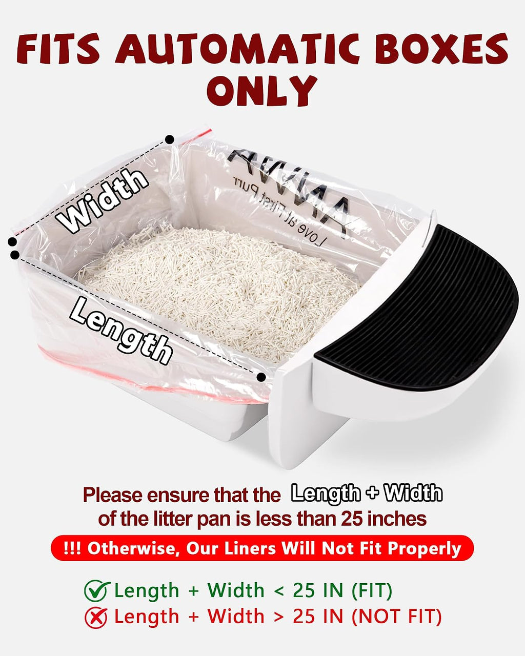 ANWA 25 Count Litter Box Robot 4/5/5 Pro/EVO Waste Bags, Clear