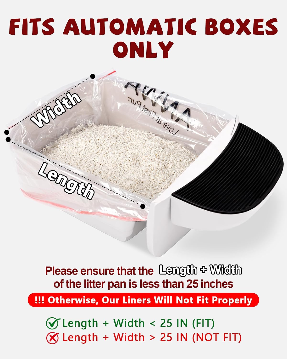 ANWA 25 Count Litter Box Robot 4/5/5 Pro/EVO Waste Bags, Clear