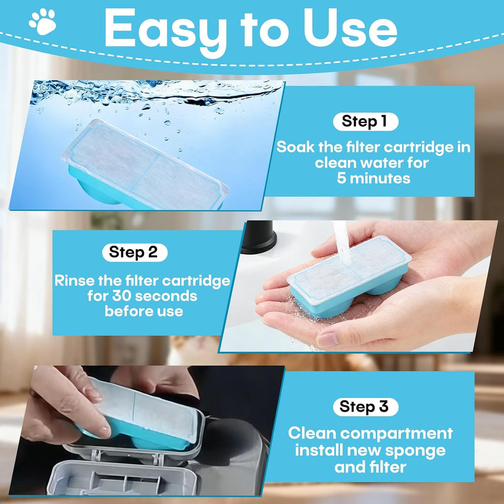 6-Pack Pet Water Fountain Filter Compatible with Emdoro Pet Water Fountains