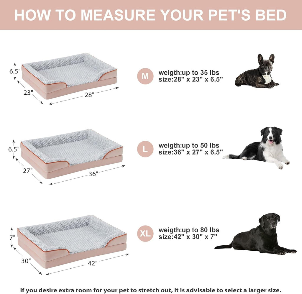 LEXTRO Washable Orthopedic Dog Bed, Waterproof Couch for Large Senior Dogs