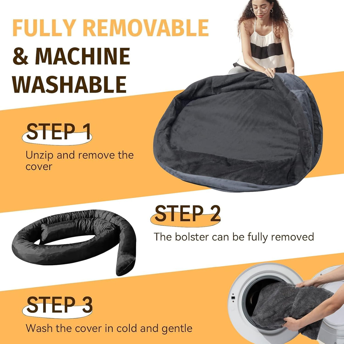 Waterproof Orthopedic Dog Bed for Medium Dogs, Dark Grey