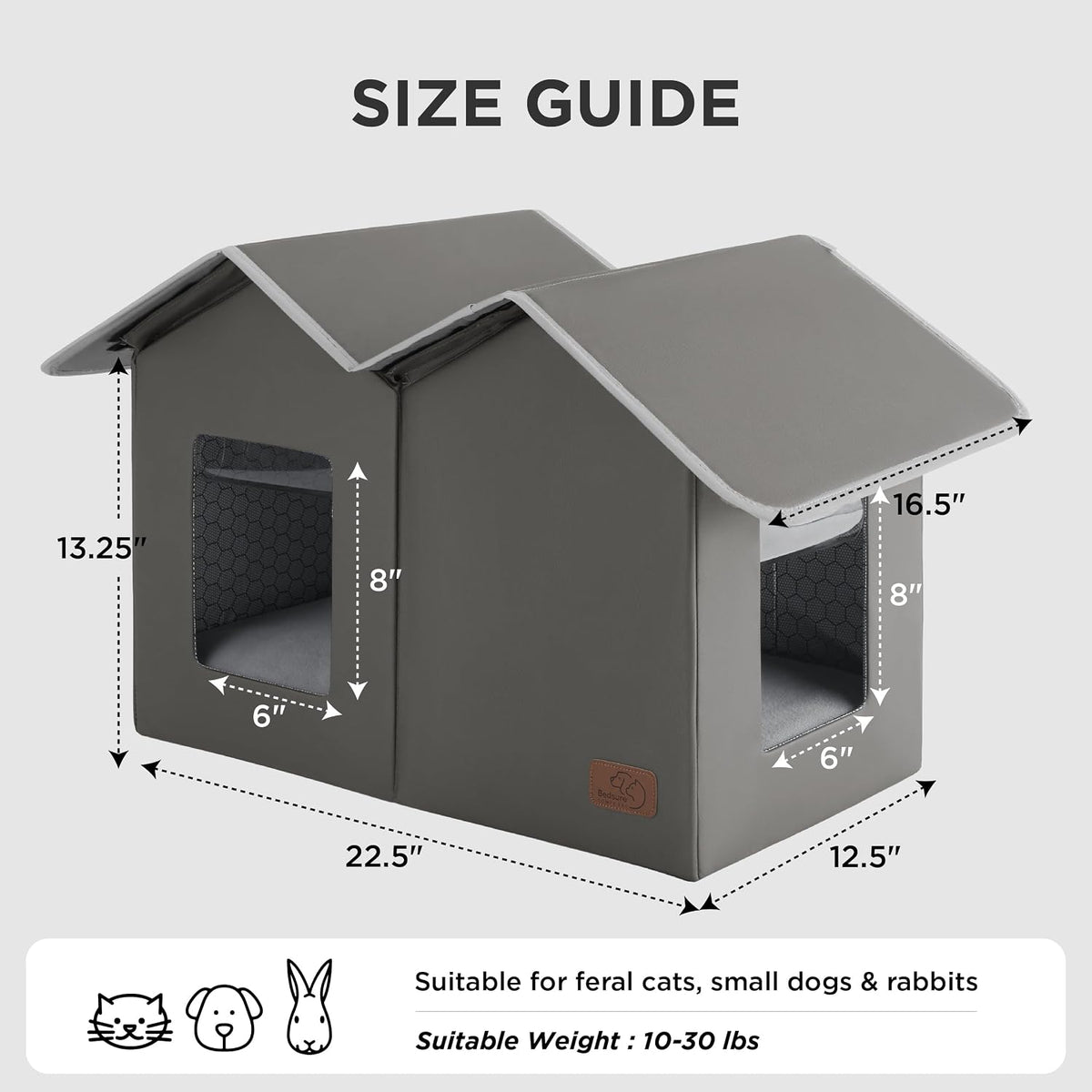 Bedsure ReflexHeat™ Ex-Wide Weatherproof Outdoor Cat House with Raised Base