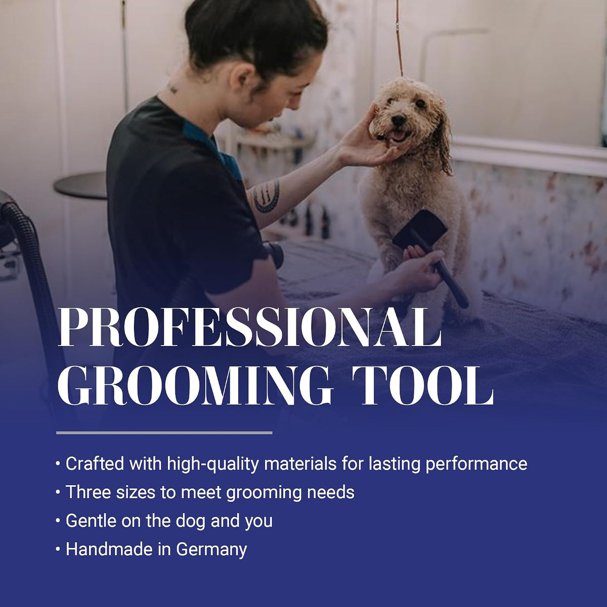 Chris Christensen Baby K Dog Slicker Brush, Groom Like a Professional, Fluff Detangle Style, Saves Time Energy, Black, Small 