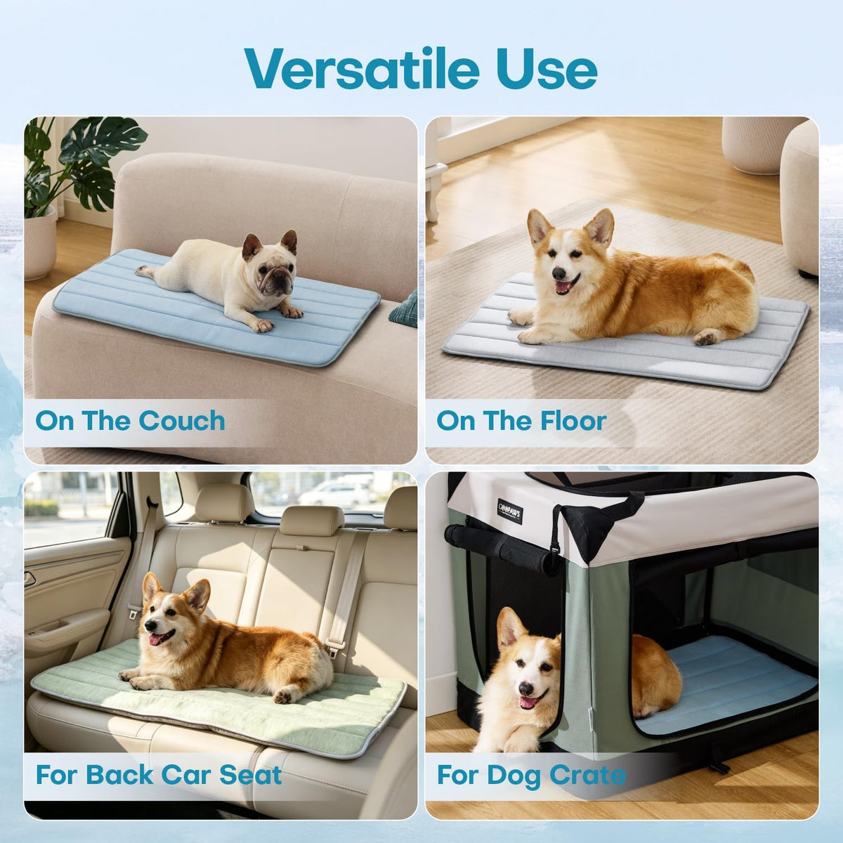 Dog Cooling Mat, 24'' x 18" Non-Slip Self-Cooling Summer Pet Mat
