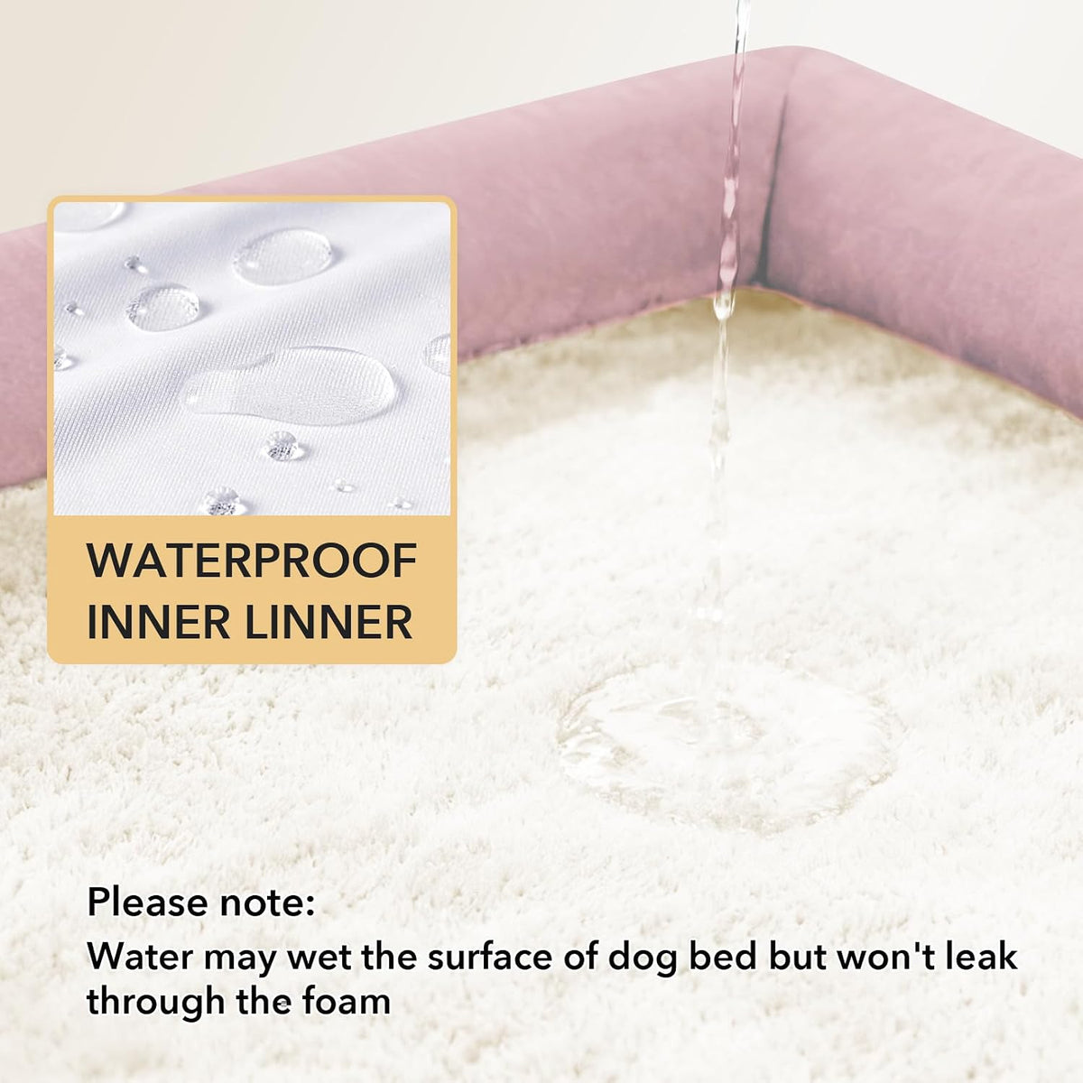 Waterproof Orthopedic Dog Bed for Extra Large Dogs, 45x35in, Pink