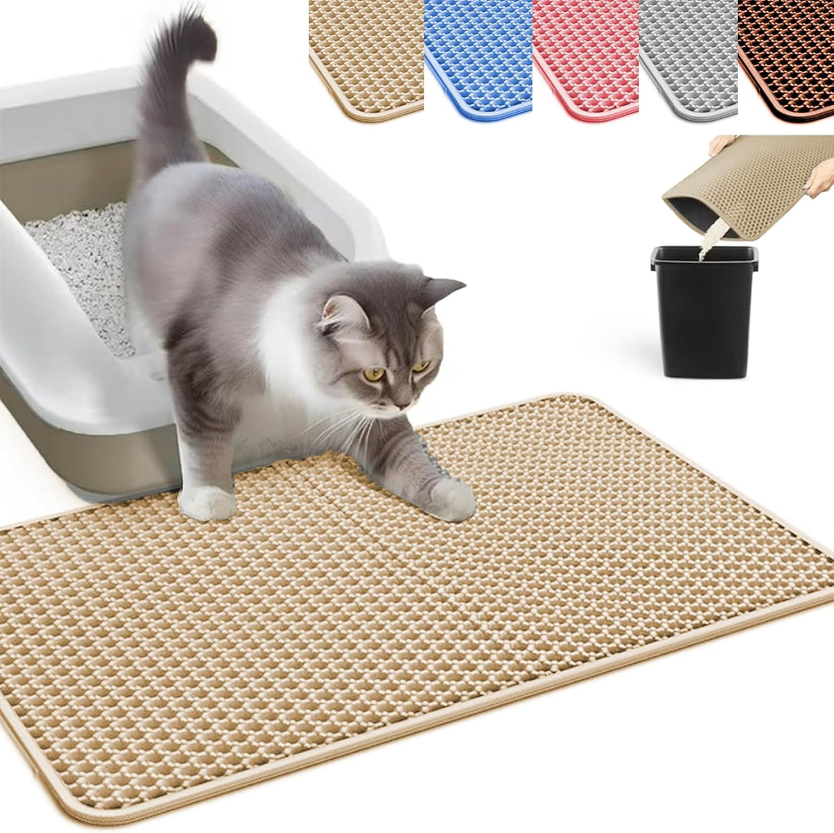 Cat Litter Mat, Honeycomb Double Layer Litter Trapping Mat