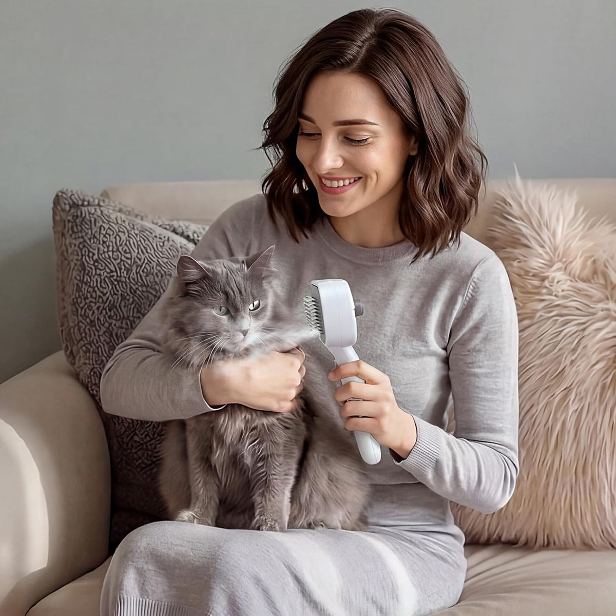 Pet Steam Brush, 3-in-1 Dog & Cat Grooming Comb for Pet Hair Removal