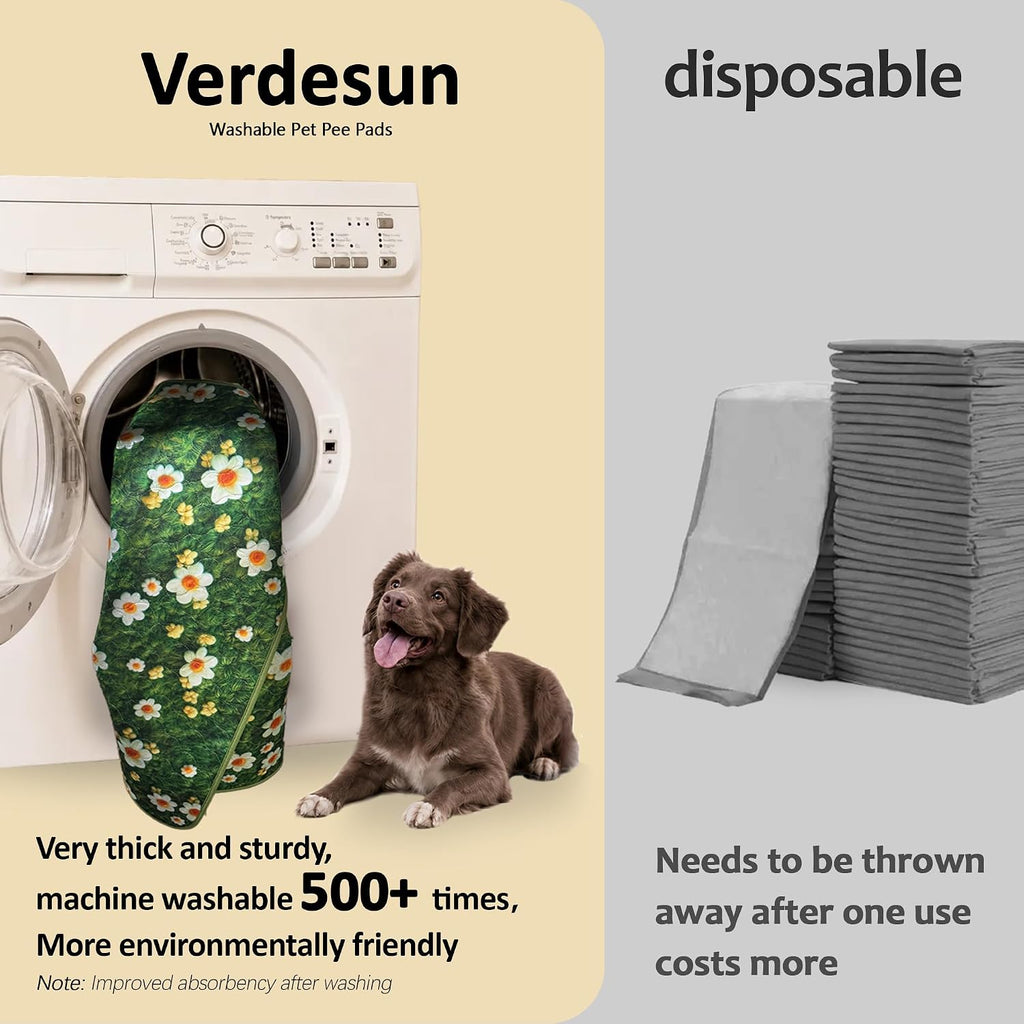 Washable Pee Pads for Dogs, Reusable Puppy Potty Training Pads, Ultra-Absorbent Thick Waterproof Leak-Proof Non-Slip Pads & Mat for Crate, Playpen, Floor, Whelping & Housebreaking , 2 Pack 48"x72"
