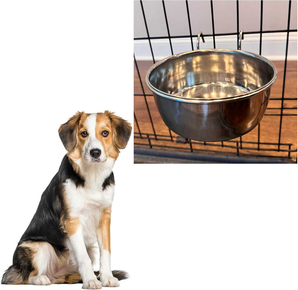 SPOT Coop Cup Wire Hanger - Stainless Steel Hanging Bowl for Pet Crates, Easy Install, Chew-Proof, Removable Water/Kibble Bowl for Medium Dogs, Cats, Large Birds, Reptiles - 3.75 Cups (30 Oz) 