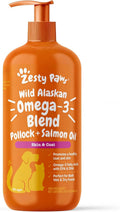 Zesty Paws Salmon Oil for Dogs & Cats - Omega 3 for Dogs & Cats, 32 oz