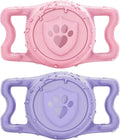 IP68 Waterproof AirTag Holder for Dog Collar, Silicone,Pink&Purple, 2 Pack