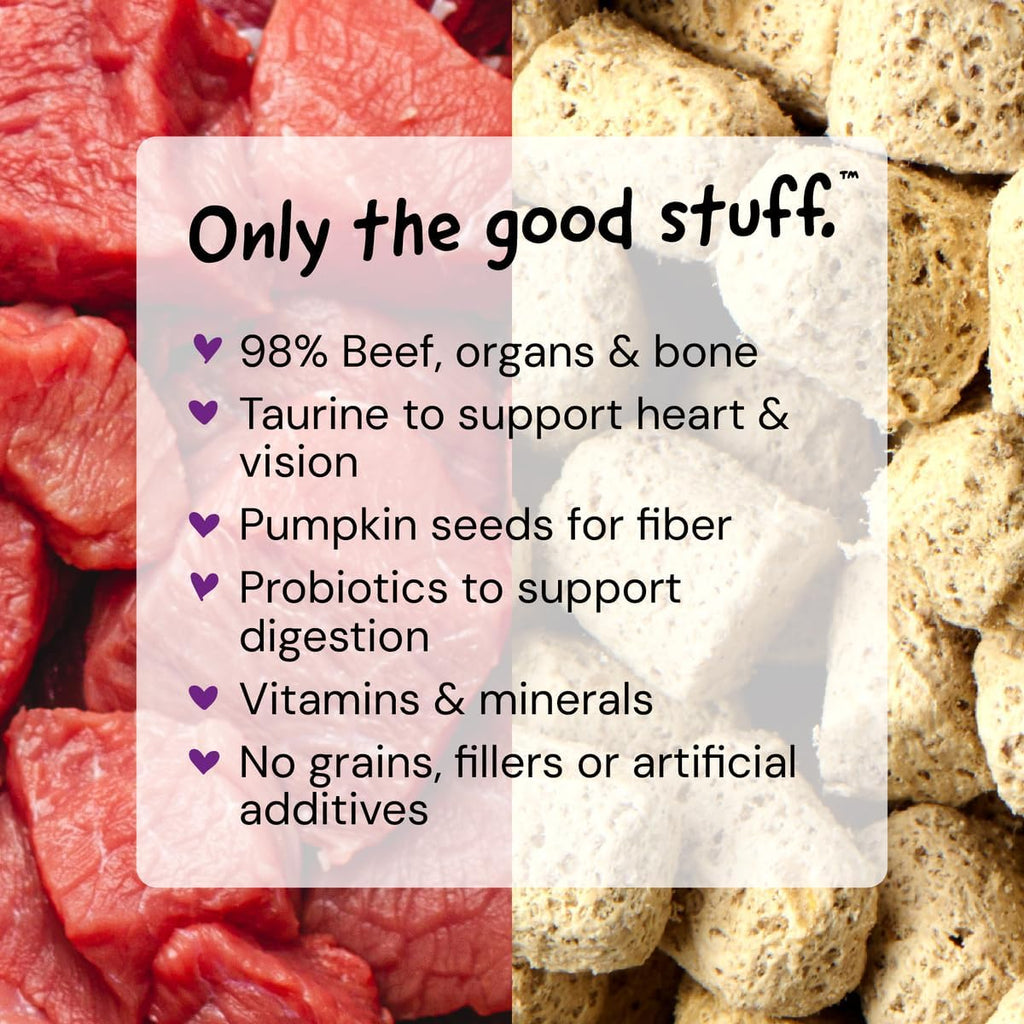 Stella & Chewy's Freeze-Dried Raw Cat Dinner Morsels - Premium Beef Recipe with 98% Grass-Fed Meat & Organs - Natural Grain-Free Cat & Kitten Food - Made in USA - 8 oz