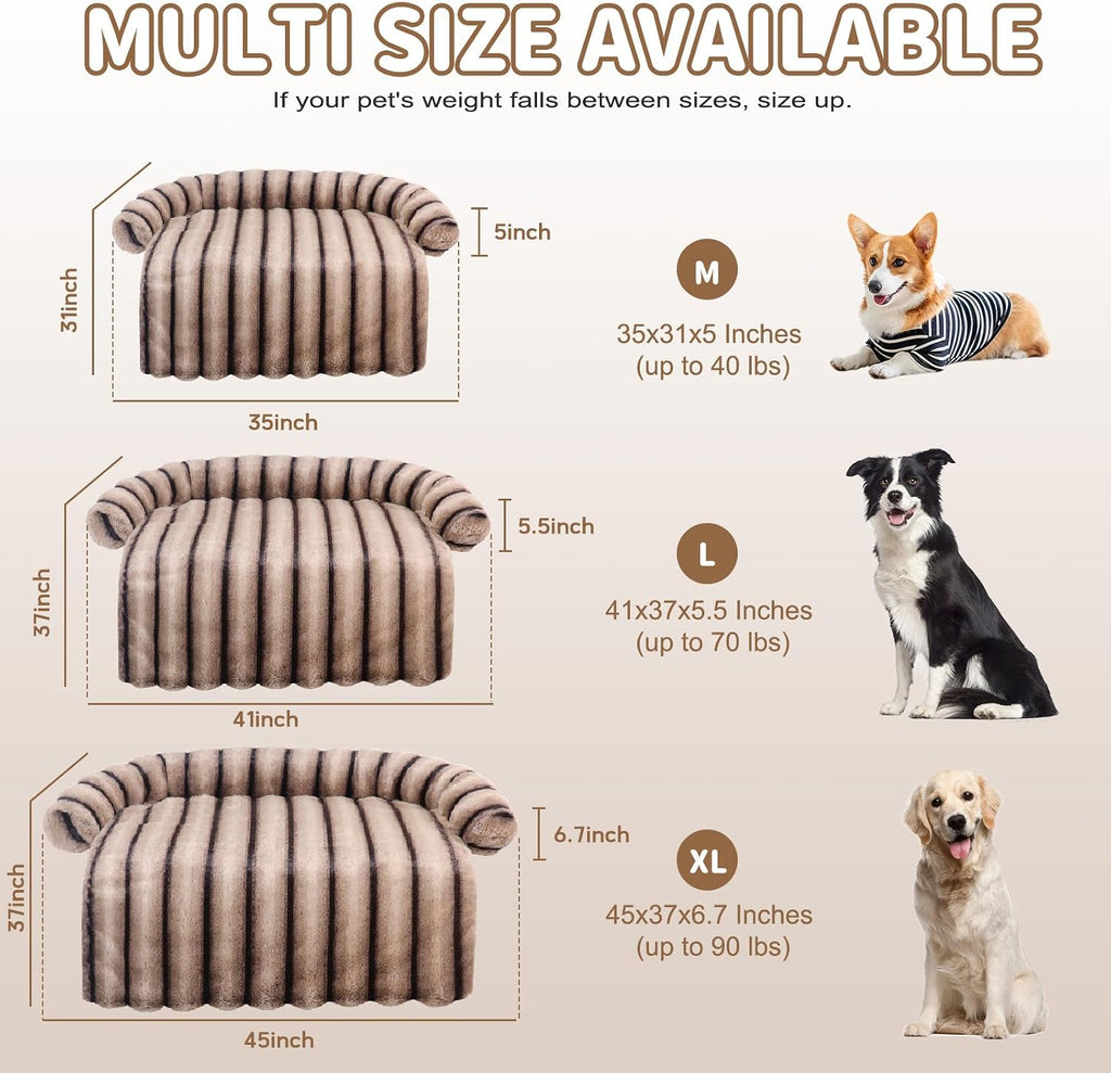 WATANIYA PET Medium Dog Couch Bed, Fluffy Washable Couch Protector for Dogs with Removable Cover, Non-Slip Dog Sofa Bed, 35x31 Inch, Brown