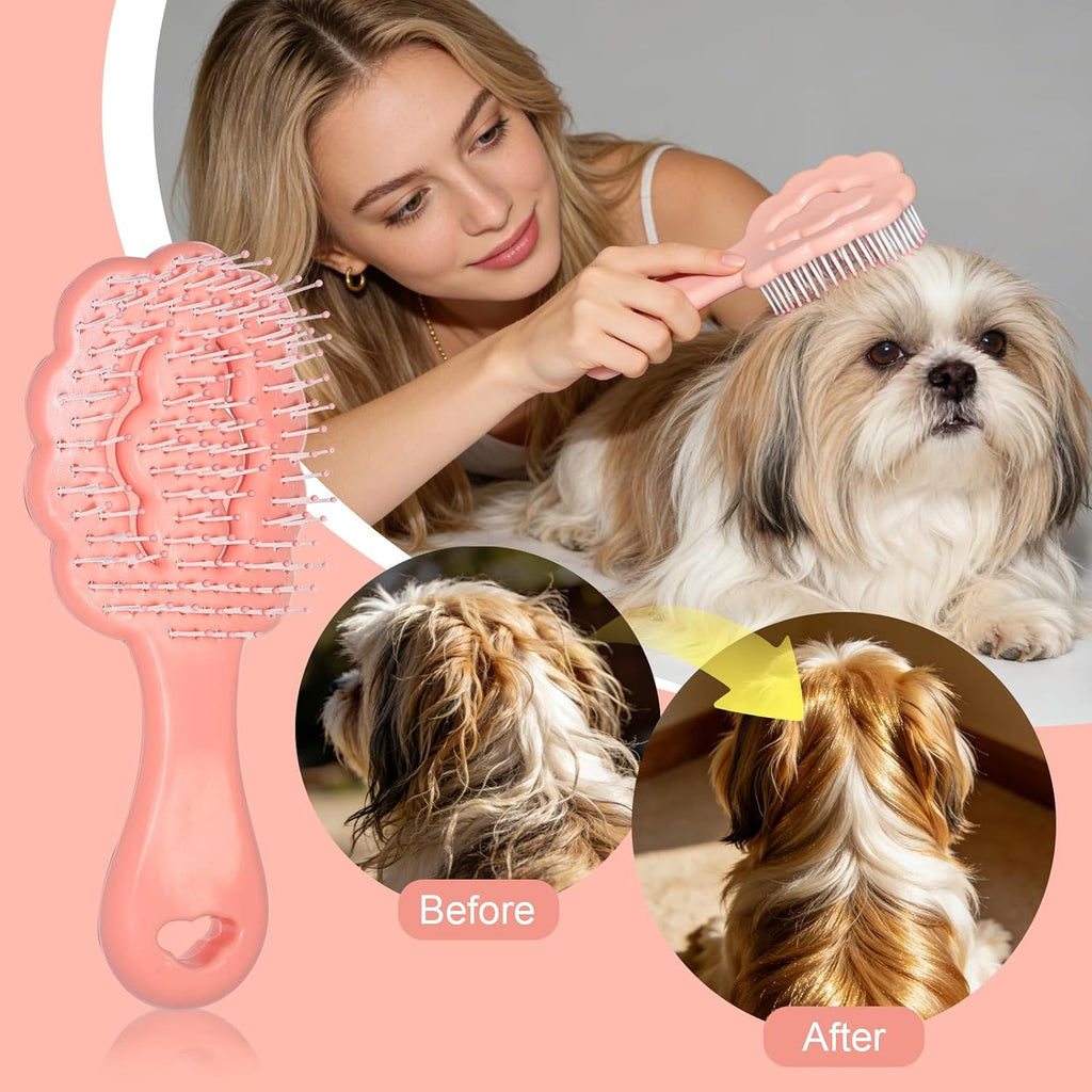 Cloud Shape Small Dog Grooming Brush (Pink) | Perfect for Shih Tzus, Yorkies, and Maltipoos - Ideal Puppy Hair Brushes for Maltese and Small Breeds
