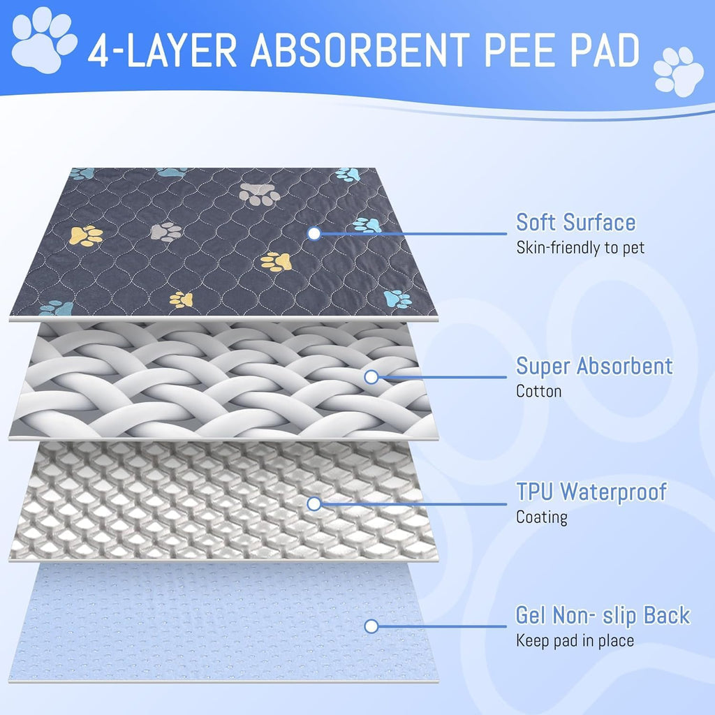 Washable Pee Pads for Dogs, Waterproof, 24 x 48 in, 2 Pack