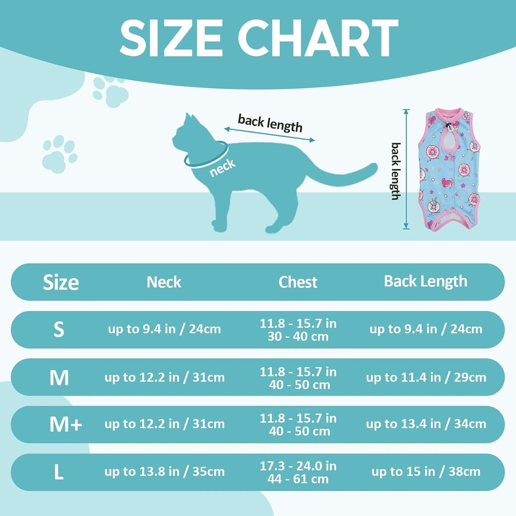 Avont Cat Recovery Suit - Kitten Onesie for Cats After Surgery