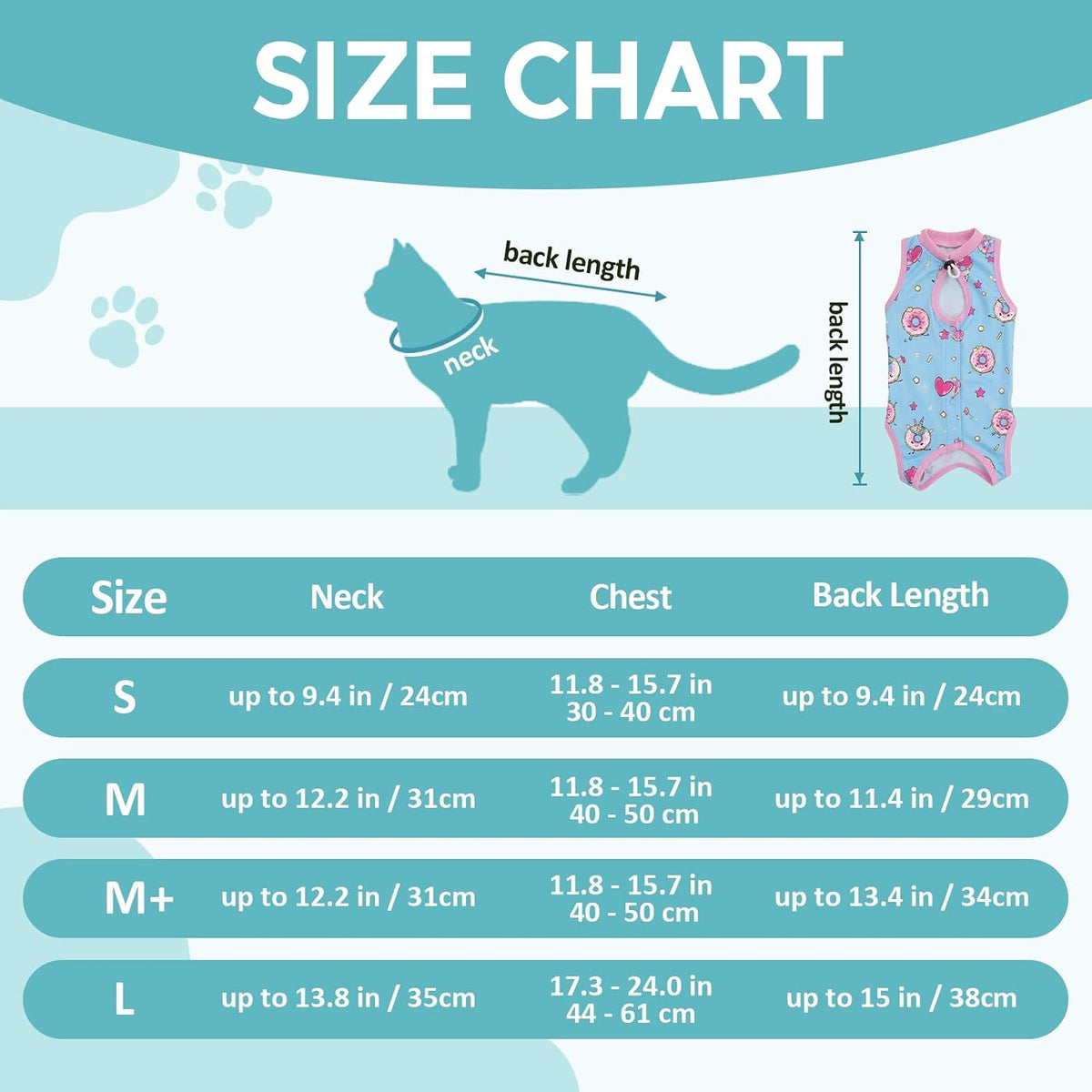 Avont Cat Recovery Suit - Kitten Onesie for Cats After Surgery