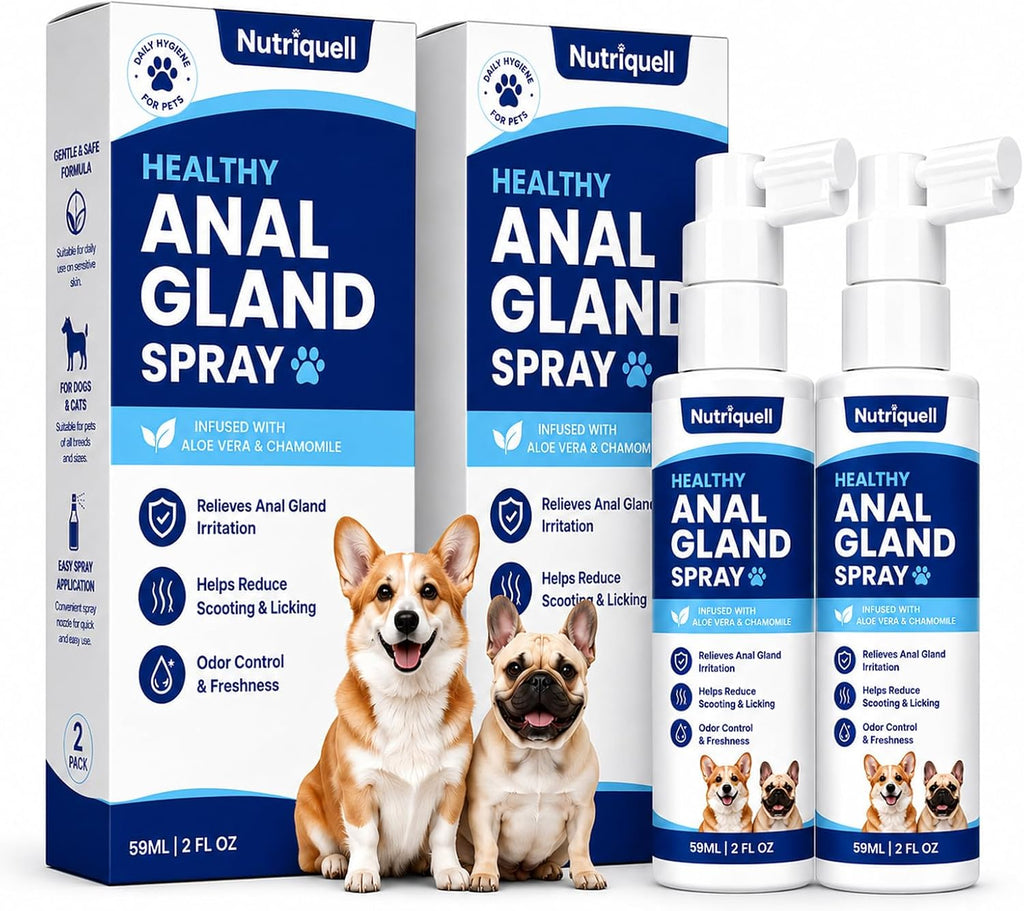 Anal Gland Spray for Dogs & Cats, Helps Relieve Anal Gland Irritation, Reduces Scooting & Licking, Odor Control Spray for Pets, Gentle Formula for Daily Hygiene Care, 2 Pack, 2 FL OZ Each