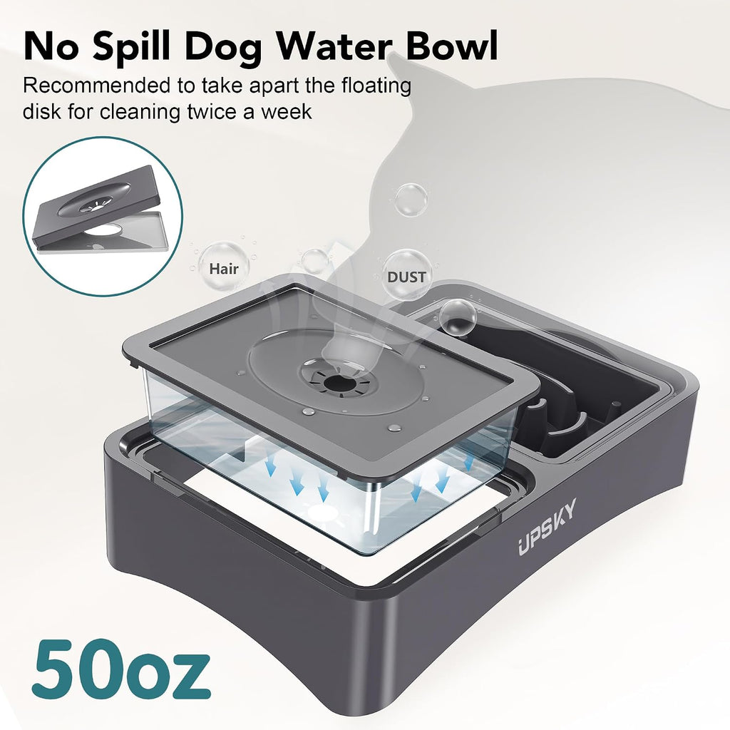 UPSKY 3-in-1 Elevated Dog Bowls Set with 4 Height Adjustable Stand, Gray